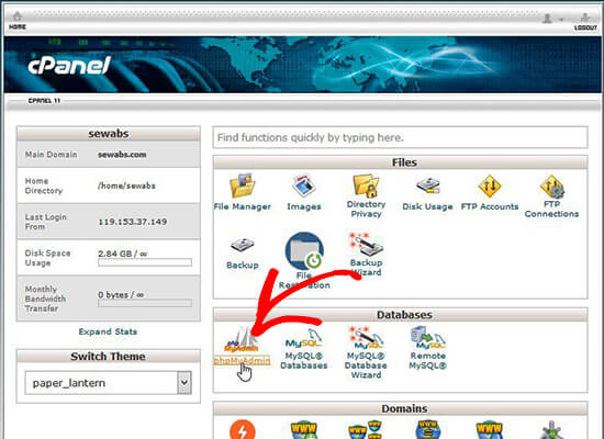 دسترسی به Phpmyadmin از طریق Cpanel