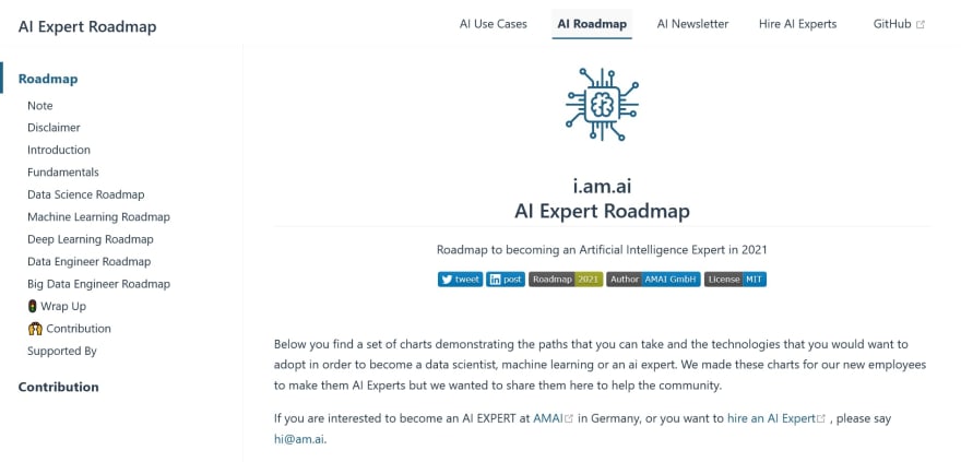 پروژه ی AI Expert Roadmap راهنمای مسیر یادگیری هوش مصنوعی